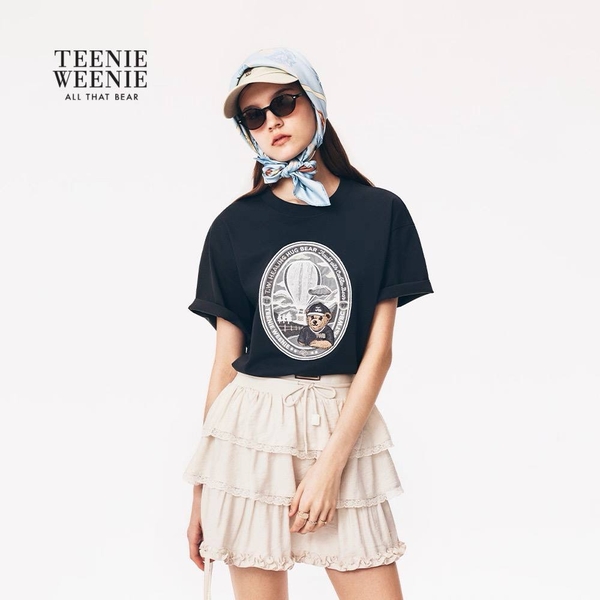 Áo phông cộc tay Tweedle Winer 3 màu Trắng, Xanh, Ghi xám hình con gấu Oval nơ gấu áo