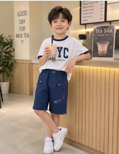 Quần sooc kaki 3 màu bé trai đen, navy, xanh than