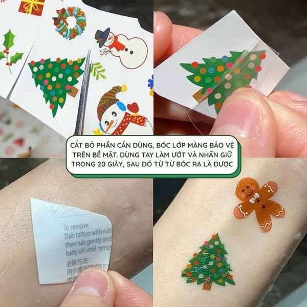 Tập hình dán Tattoos dạ quang Noel