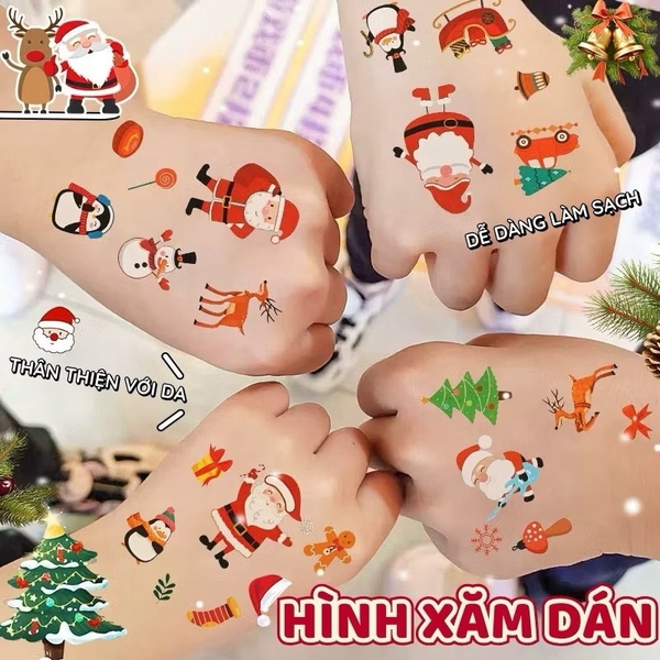Tập hình dán Tattoos dạ quang Noel
