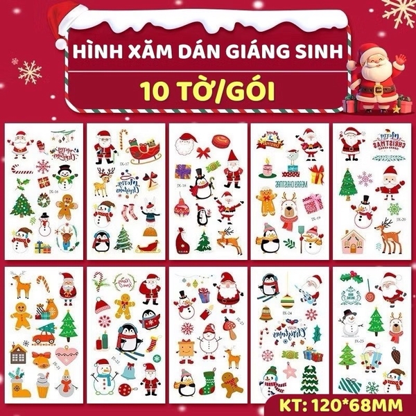 Tập hình dán Tattoos dạ quang Noel