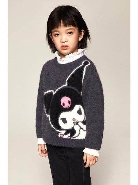 Áo len xù dài tay H&M Kuromi màu xám đen