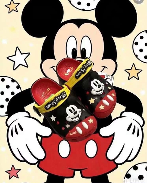 Dép sục crocs MICKEY đỏ đen cho MẸ&BÉ