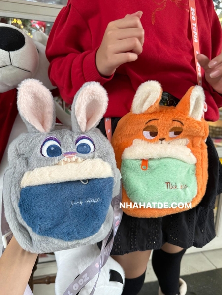 Túi đeo chéo bông Zootopia Nick và Judy