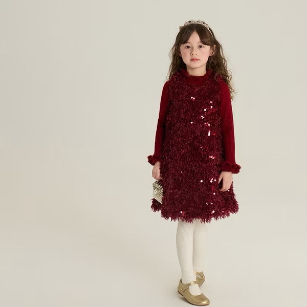 Váy sát nách đỏ kim sa lấp lánh AMBB lót trần bông