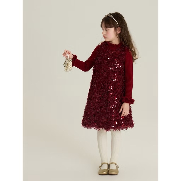 Váy sát nách đỏ kim sa lấp lánh AMBB lót trần bông