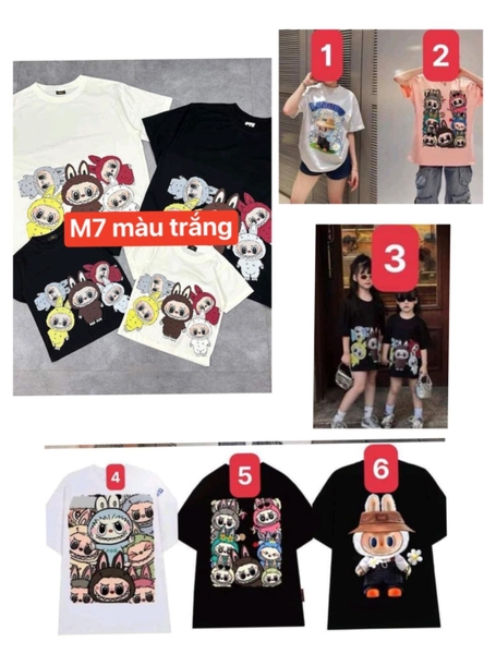 Áo phông cotton cộc tay Labubu 7 mẫu cho NGƯỜI LỚN