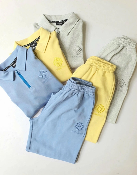 Bộ nỉ polo Beemon 3 màu vàng, xanh, ghi có khoá