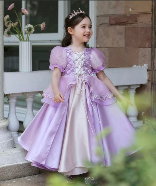 Váy tím hoá trang công chúa Rapunzel 4 lớp