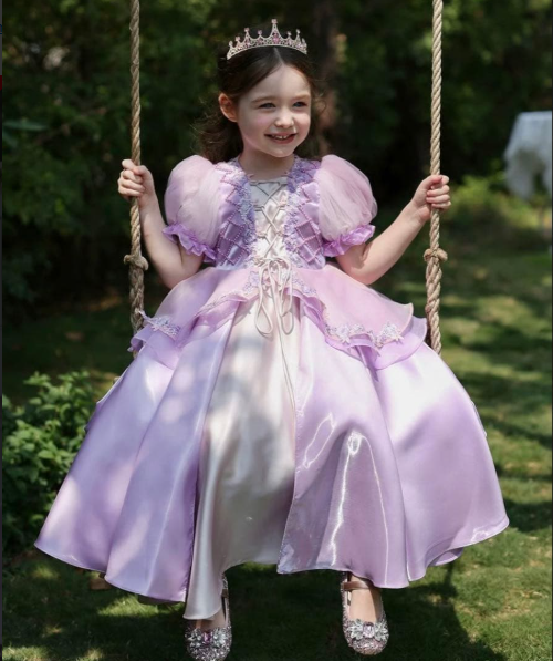Váy tím hoá trang công chúa Rapunzel 4 lớp