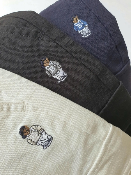 Quần Baggy Beemon túi hộp logo thêu gấu 3 màu đen, trắng, navy