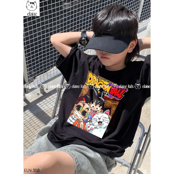 Bộ cotton Dragon Ball Elaine áo cộc tay đen quần jean