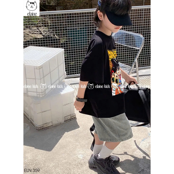 Bộ cotton Dragon Ball Elaine áo cộc tay đen quần jean