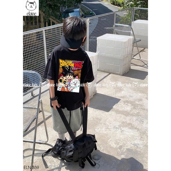 Bộ cotton Dragon Ball Elaine áo cộc tay đen quần jean
