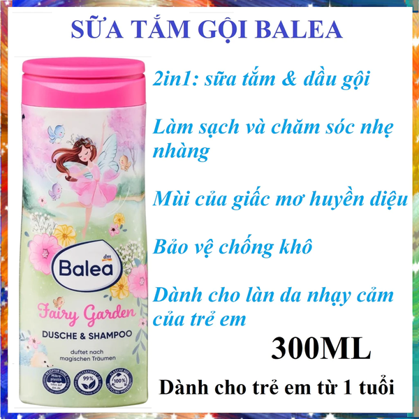 Sữa tắm gội 2in1 cho bé trai, bé gái hãng Balea 300ml nhiều mùi