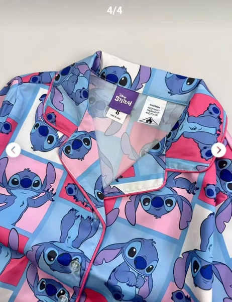Bộ pyjama Stitch xanh cộc tay size đại bé gái