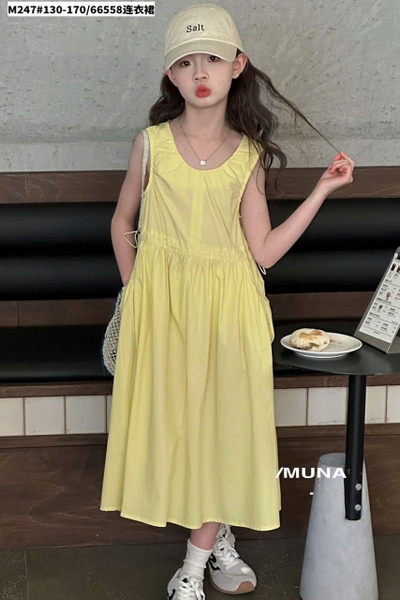 Váy sát nách Munaya Studio túi hộp dáng suông chữ A 2 màu vàng, xanh