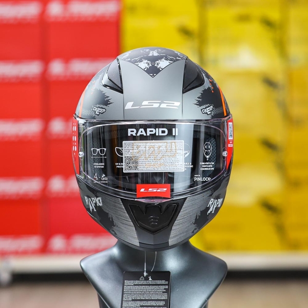 Mũ Fullface LS2 FF353 Rapid II Creep Xám Cam Nhám Chuẩn ECE 2206 ...