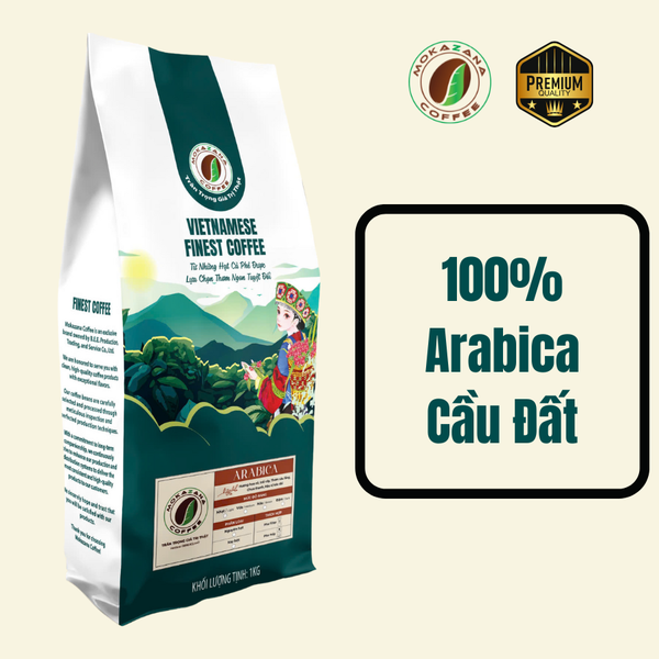 Cafe Hạt Arabica Cầu Đất Nguyên Chất (Rang Nhạt)