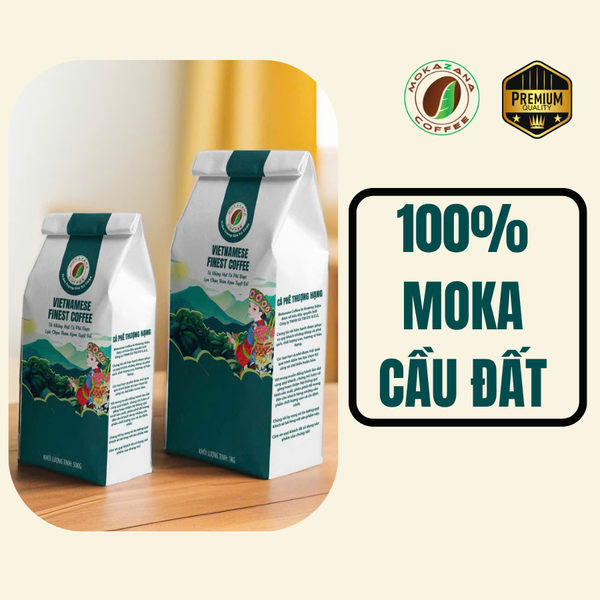 Cà phê Moka Cầu Đất rang vừa – 100% hạt nguyên chất, hương thơm cân bằng
