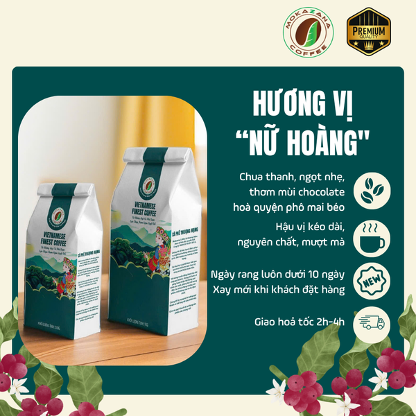 Cà phê Moka Cầu Đất rang vừa – 100% hạt nguyên chất, hương thơm cân bằng