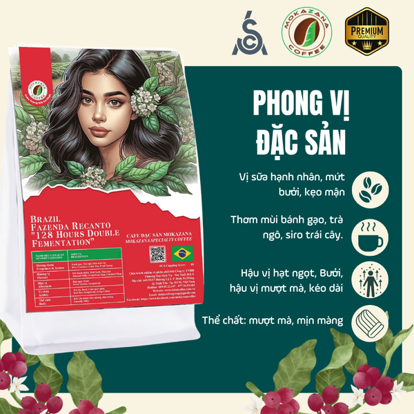Cà phê Brazil Yellow Catucai 2SL, 128 tiếng lên men kép (Medium)