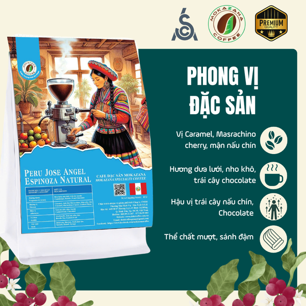 Cà phê Peru Caturra Natural Rang Mộc – Dưa lưới, nho khô, sô-cô-la | Mokazana