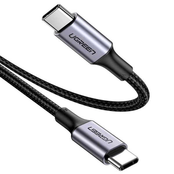 Cáp USB 2 đầu type C dây bện dù đầu bọc nhôm Ugreen 70427 1M 100W PD màu đen