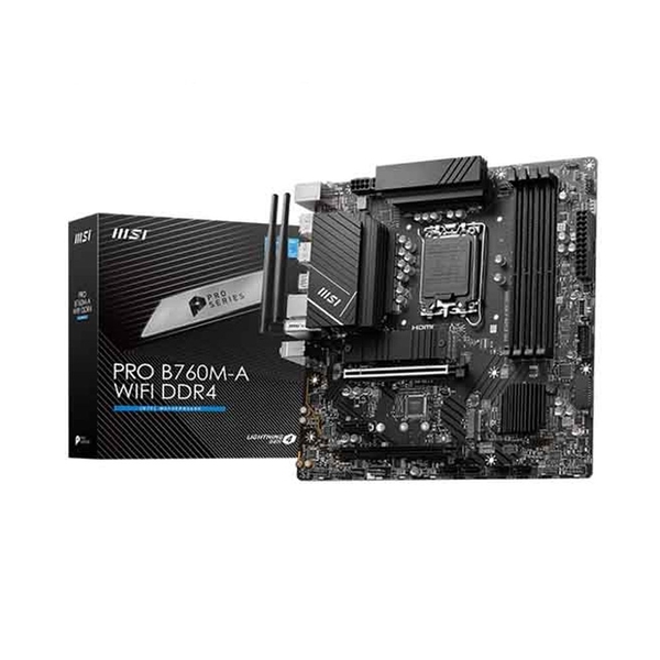 Mainboard MSI PRO B760M-A WIFI DDR4 (Intel B760/ Socket 1700/ M-ATX/ 4 khe ram/ DDR4/ 2.5 Gigabit LAN)