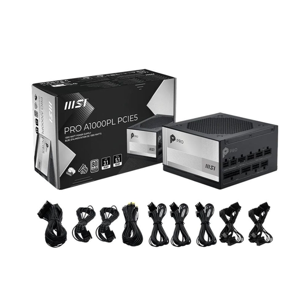 Nguồn máy tính MSI PRO A1000PL PCIE5 (1000W/ 80 Plus Platinum/ Full-Modular/ ATX/ Đen)
