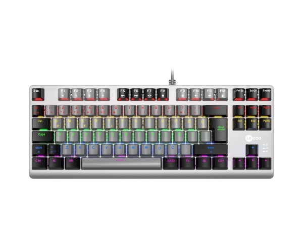 Bàn phím cơ gaming có đèn Led Lecoo GK304 xám đen RGB Brown Switch