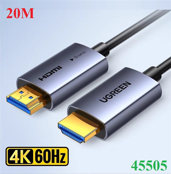Cáp HDMI 2.0 sợi quang AOC dài 20M hỗ trợ 4K@60Hz Ugreen 45505/HD178 cao cấp