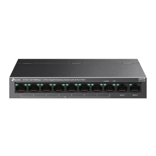 Switch POE TP-Link LS1210P 8 cổng 10/100 Mbps PoE+ và 2 cổng Uplink Gigabit