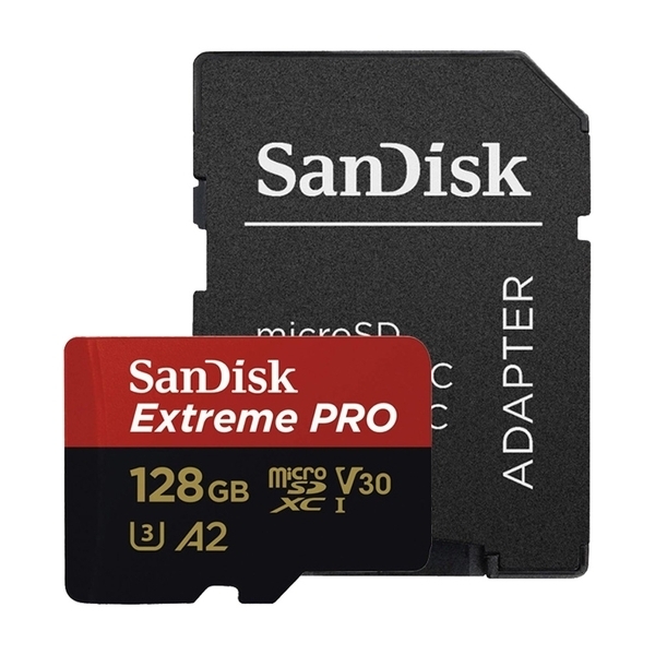 Thẻ nhớ Sandisk 128GB Extreme Pro microSDXC, V30, U3, C10, A2, UHS-I, 200MB/s R, 90MB/s W, 4x6, SD adaptor.