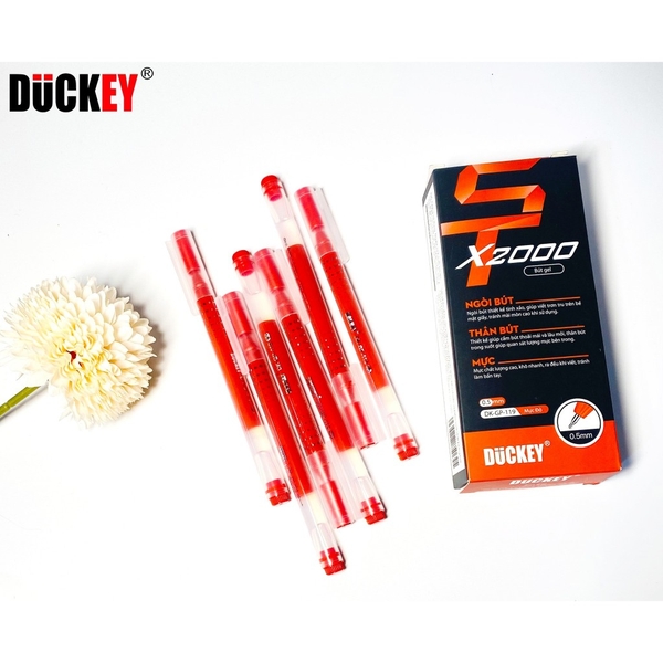 Bút nước Duckey ST thân trong DK-GP-119 0.5mm mầu Đỏ