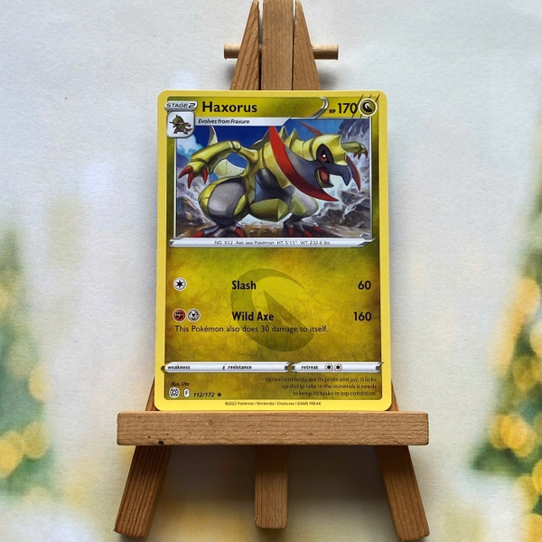 Thẻ hình Pokemon Haxorus 112/172 - Lá bài Brilliant Stars Rare Reverse Holo tiếng Anh chính hãng ảnh 2