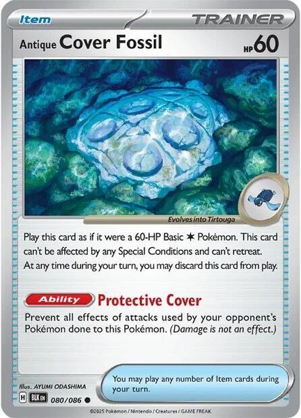 Thẻ hình Pokemon Antique Cover Fossil 080/086 - Lá bài lẻ Black Bolt Common Reverse Holo tiếng Anh chính hãng ảnh 3