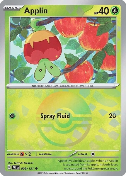 Thẻ hình Pokemon Applin 009/131 - Lá bài lẻ Prismatic Evolutions Common Reverse Holo tiếng Anh chính hãng ảnh 3