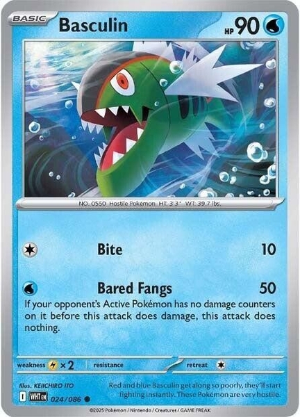 Thẻ hình Pokemon Basculin 024/086 - Lá bài lẻ White Flare Common Reverse Holo tiếng Anh chính hãng