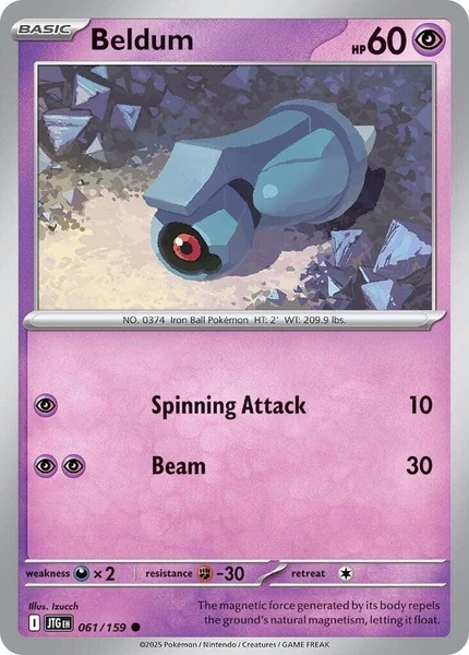 Thẻ hình Pokemon Beldum 061/159 - Lá bài lẻ Journey Together Common Reverse Holo tiếng Anh chính hãng