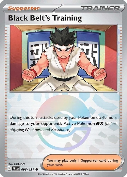 Thẻ hình Pokemon Black Belt's Training 096/131 - Lá bài lẻ Prismatic Evolutions Common Reverse Holo tiếng Anh chính hãng ảnh 3
