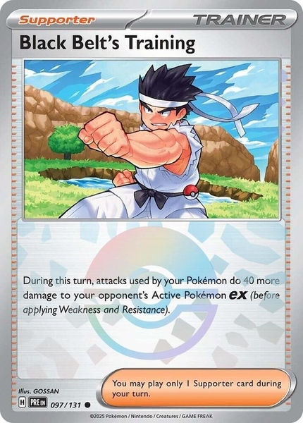 Thẻ hình Pokemon Black Belt's Training 097/131 - Lá bài lẻ Prismatic Evolutions Common Reverse Holo tiếng Anh chính hãng ảnh 3