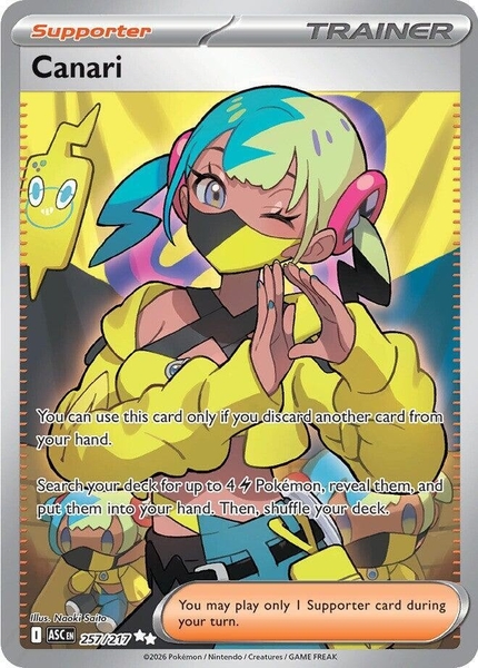 Thẻ hình Pokemon Canari 257/217 - Lá bài lẻ Ascended Heroes Ultra Rare tiếng Anh chính hãng