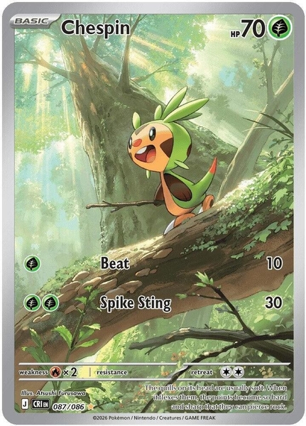 Thẻ hình Pokemon Chespin 087/086 - Lá bài lẻ Chaos Rising Illustration Rare tiếng Anh chính hãng
