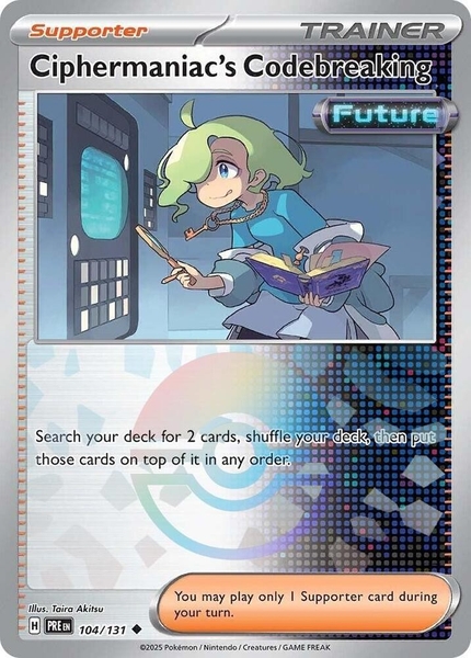 Thẻ hình Pokemon Ciphermaniac's Codebreaking 104/131 - Lá bài lẻ Prismatic Evolutions Uncommon Reverse Holo tiếng Anh chính hãng ảnh 3