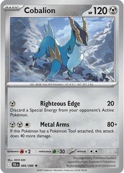 Thẻ hình Pokemon Cobalion 066/086 - Lá bài lẻ Black Bolt Holo Rare Reverse Holo tiếng Anh chính hãng
