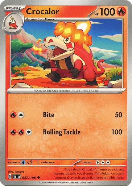 Thẻ hình Pokemon Crocalor 037/198 - Lá bài lẻ Scarlet & Violet Base Set Uncommon Reverse Holo tiếng Anh chính hãng