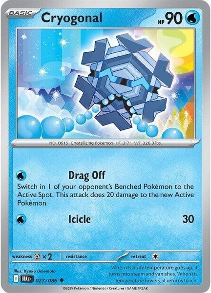 Thẻ hình Pokemon Cryogonal 027/086 - Lá bài lẻ Black Bolt Uncommon Reverse Holo tiếng Anh chính hãng