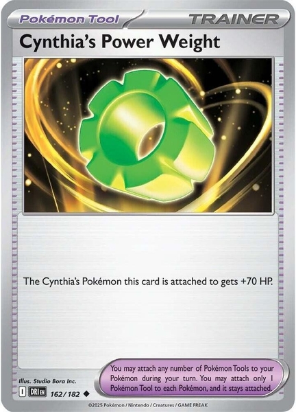 Thẻ hình Pokemon Cynthia's Power Weight 162/182 - Lá bài lẻ Destined Rivals Uncommon tiếng Anh chính hãng