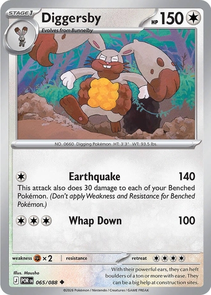 Thẻ hình Pokemon Diggersby 065/088 - Lá bài lẻ Perfect Order Uncommon Reverse Holo tiếng Anh chính hãng